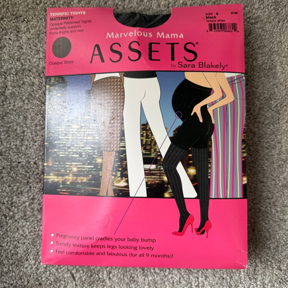 NWT Spanx Marvelous Mama Assets Terrific Tights‎ Maternity Opaque Stripe Black 4